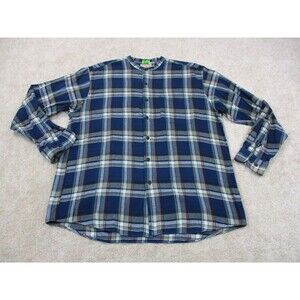 Woolrich Shirt Mens Extra Large XL Blue Green Plaid Flannel Casual Button Up